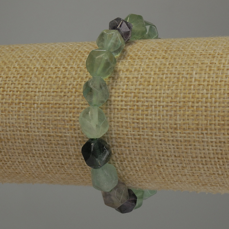 Bransoletka z fluorytu, fasetowane wielokąty, średnica 10×8 mm, długość 18 cm, elastyczna