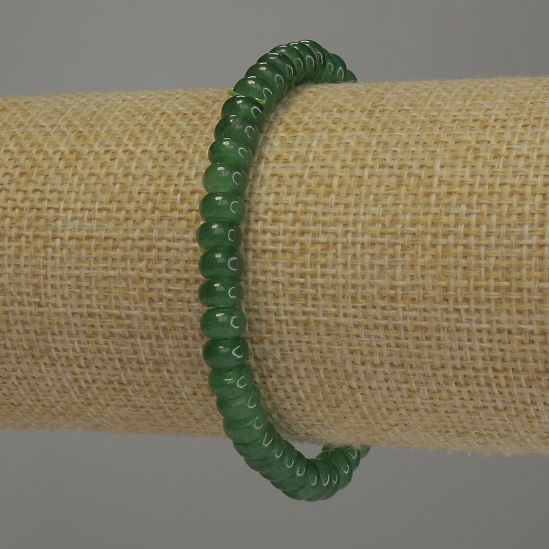 Bransoletka z chryzoprazem w kształcie rondeli, średnica 6×4 mm, długość 18 cm, elastyczna