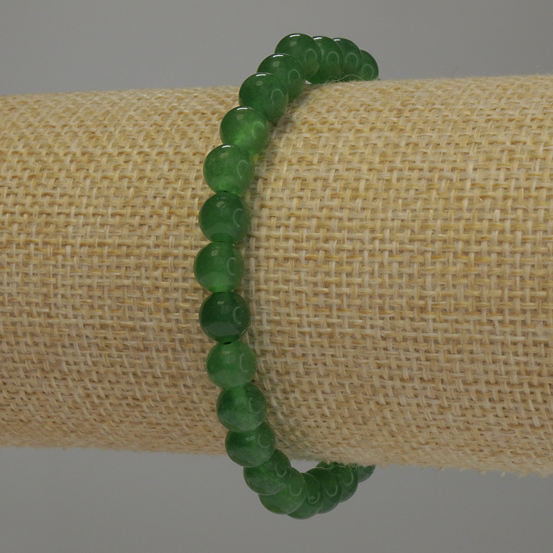 Bransoletka z chryzoprazem, gładka kuleczka, średnica 6 mm +/-; długość 18 cm, elastyczna