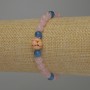Bransoletka z różowego kwarcu i apatytu — gładkie kule o średnicy ok. 6 mm, koralik Cloisonné 10 mm, długość 18 cm, elastyczna