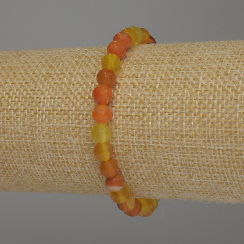 Bransoletka z pomarańczowego agatu, gładkie kuleczki o średnicy 6 mm, długość 18 cm, elastyczna