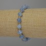 Bransoletka z akwamarynu fasetowanego w kształcie rombu, średnica 8×8 mm ±, koraliki 3 mm ±, długość 18 cm ±, na elastycznej gumce