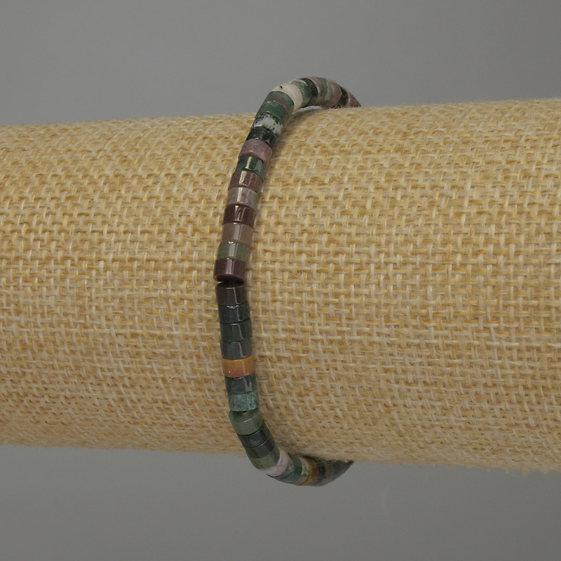 Bransoletka z zielonego jaspisu w kształcie rondeli, średnica 4×2 mm, długość 18 cm, elastyczna