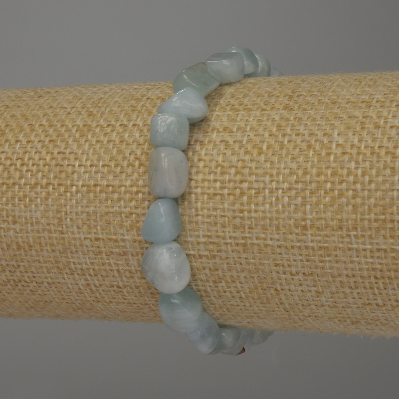Bransoletka z akwamarynem fasetowanym, średnica 8–9×7 mm, długość 18 cm, elastyczna