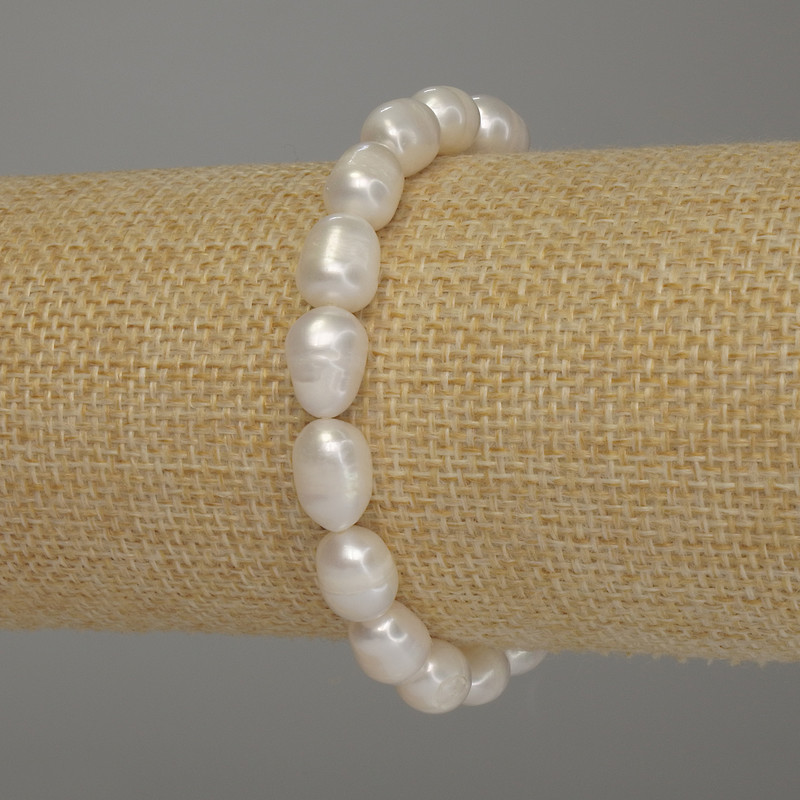 Bransoletka z pereł rzecznych, średnica 10–11×8 mm, długość 18 cm (elastyczna)