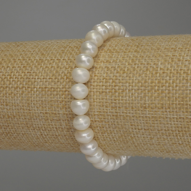Bransoletka z pereł rzecznych, średnica 8×7 mm, długość 18 cm (elastyczna)