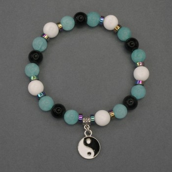 Bransoleta Asorti – gładka kuleczka, średnica 8 mm ± rondele 5×2 mm ±, długość 18 mm ± elastyczna