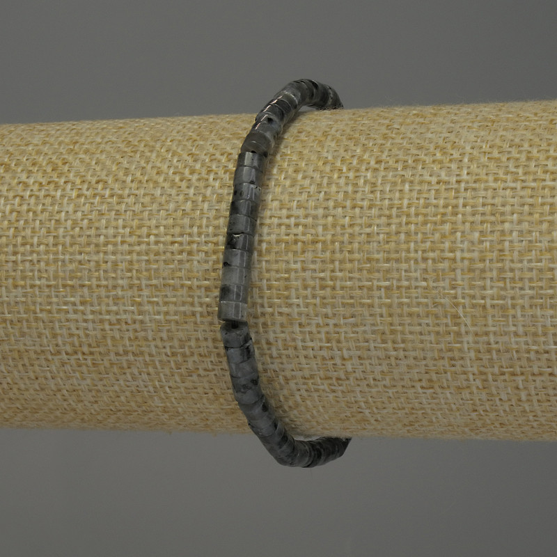 Bransoletka z laurvikitu rondel, średnica 4×2 mm, długość 18 cm, elastyczna