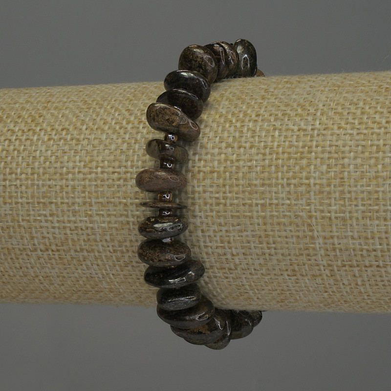 Bransoletka z bronzytu fasetowanego, średnica 3-5×10-13 mm, 18 cm, elastyczna