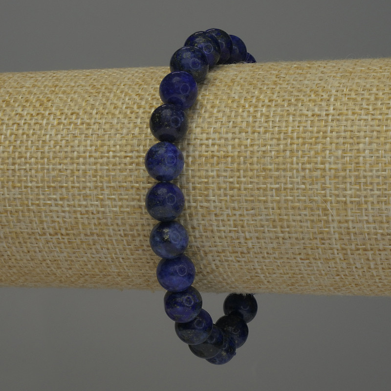 Bransoletka z lazurytu — gładkie kulki, średnica 8 mm, długość 18 cm, elastyczna
