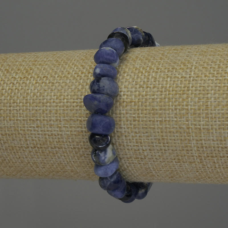 Bransoletka z sodalitu fasetowanego, średnica 6-8×8-10 mm, długość 18 cm ± elastyczna