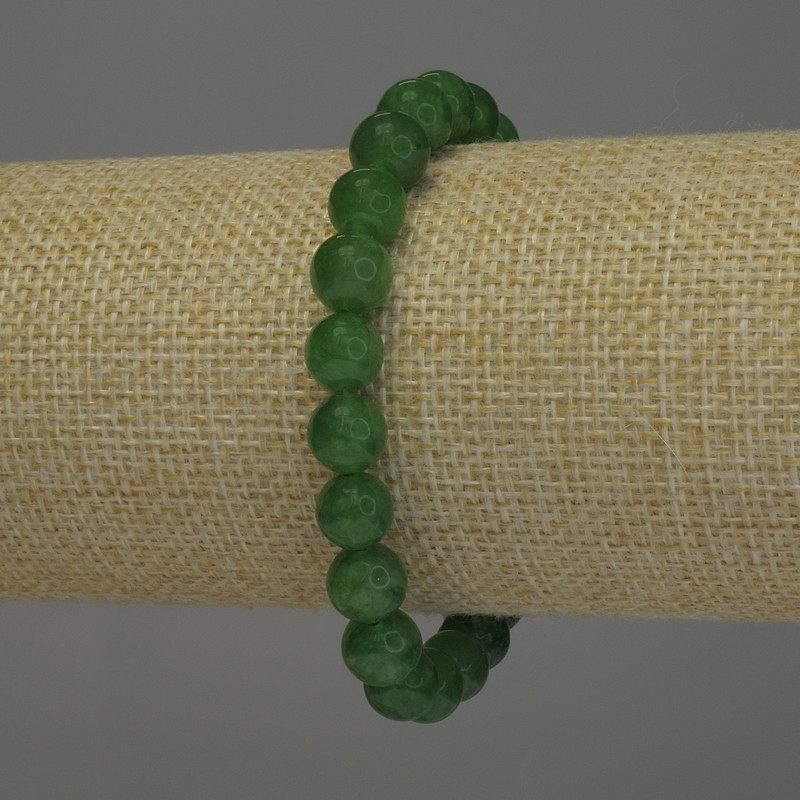 Bransoletka z chryzoprazem, gładkie kule, średnica 8 mm, długość 18 cm, elastyczna