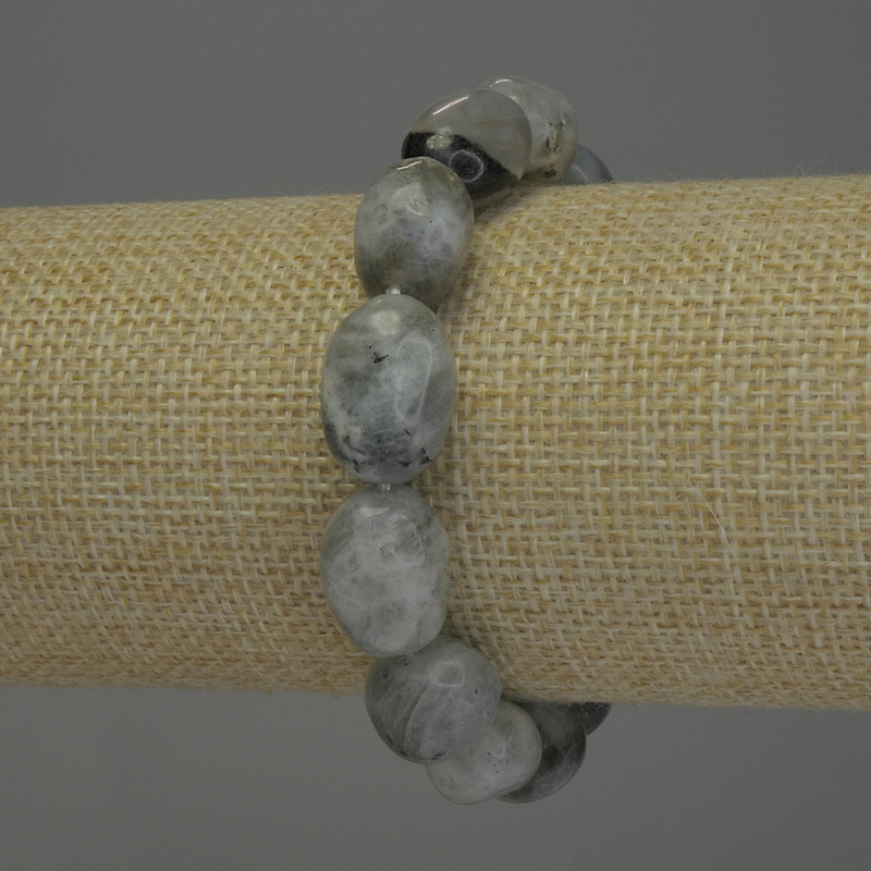 Bransoletka z labradorytu fasetowana, średnica 15–17×12 mm, 18 cm elastyczna