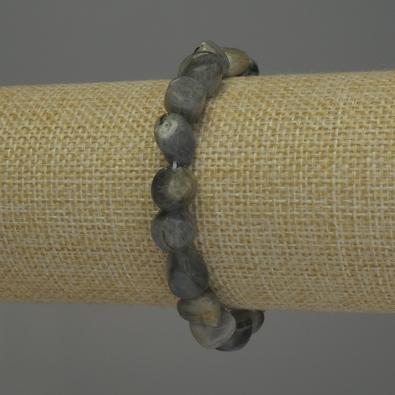 Bransoletka z labradorytu fasetowana, średnica 9–12×9 mm, długość 18 cm, elastyczna