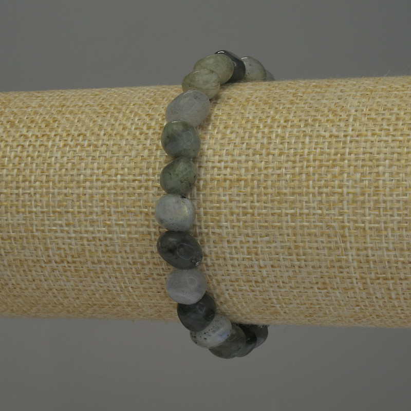 Bransoletka z labradorytem, fasetowane kule o średnicy 8×8 mm, długość 18 cm, na elastycznej gumce