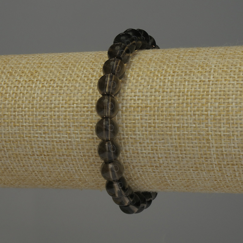 Bransoletka z topazu dymnego, gładkie kulki, średnica 8 mm, długość 18 cm, na elastycznej gumce