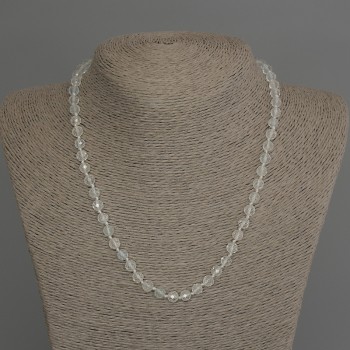 Naszyjnik z topazu i górskiego kryształu, fasetowana kulka, średnica ok. 6 mm, długość ok. 45 cm, z zapięciem