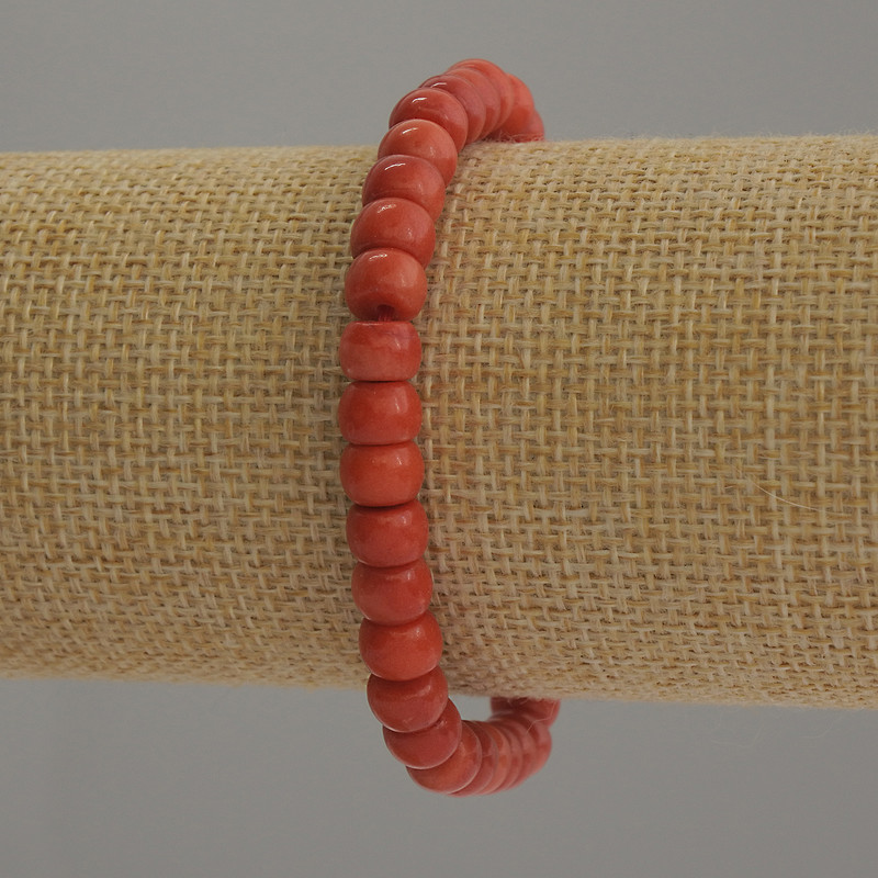 Bransoletka z sztucznego koralu rondelki, średnica 7×5 mm, długość 18 cm, elastyczna