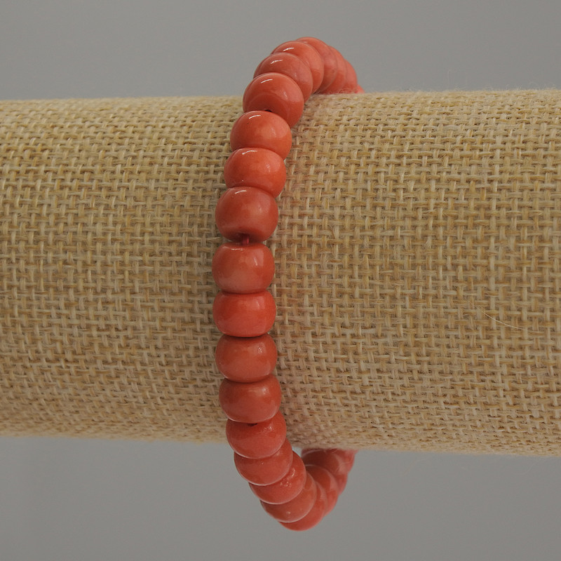Bransoletka z koralu sztucznego w kształcie rondeli, średnica 8×6 mm, długość 18 cm, elastyczna