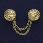Broszka do kardiganów z metalem w kolorze złotym, średnica 20 mm ±, łańcuszek, długość 9 cm ±