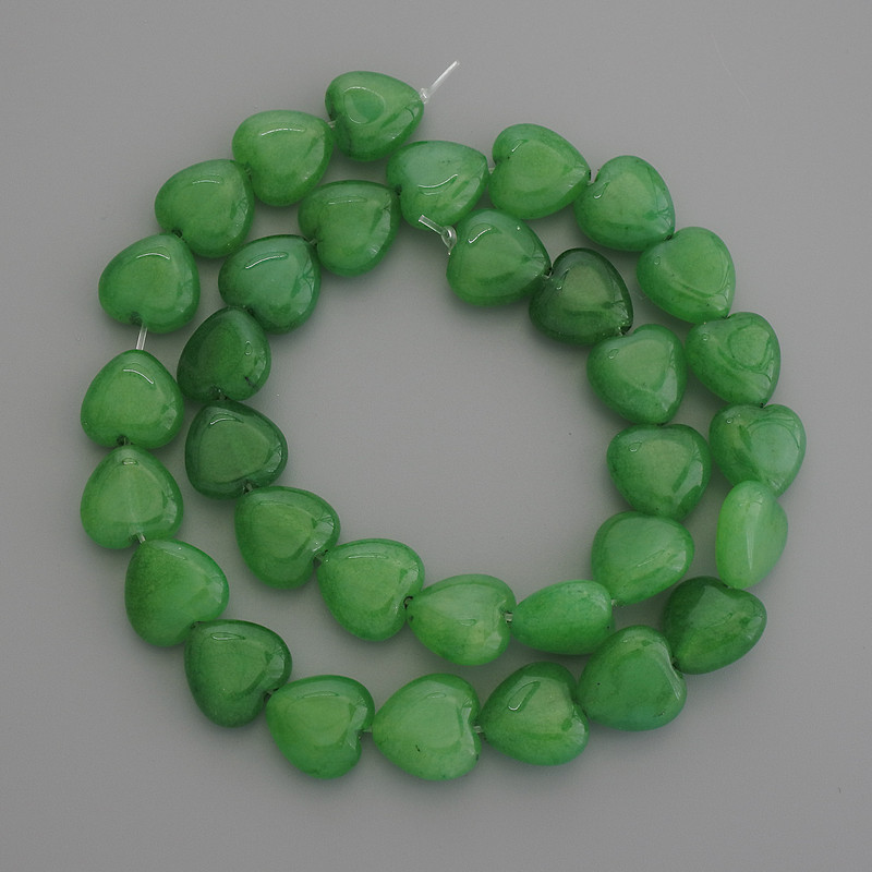 Koraliki z chryzoprazu w kształcie serca, średnica 12×12 mm ± na żyłce, długość 38 cm+