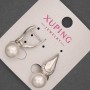 Kolczyki Xuping rodowane z perłą, średnica 10 mm i białymi kryształkami strass, długość 25 mm +