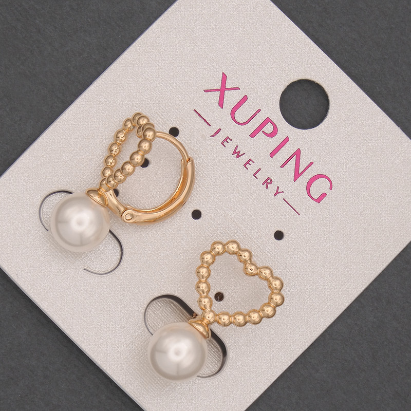 Kolczyki Xuping z perłą Majorki, średnica około 8 mm, długość około 20 mm, pozłacane 18K