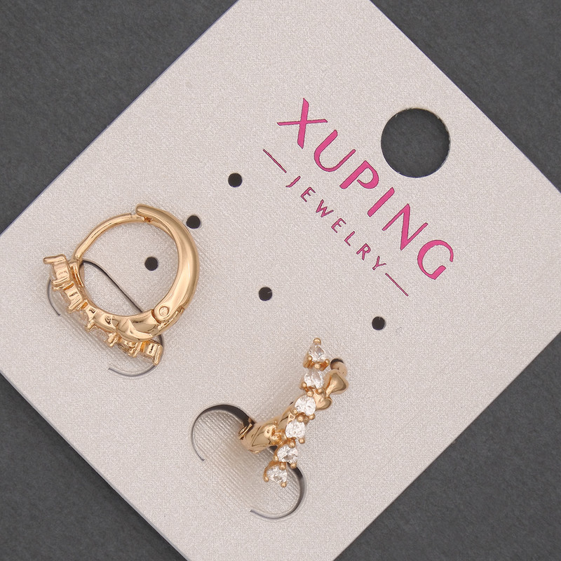 Kolczyki Xuping kołowe z białymi kryształami, pozłacane 18K, grubość 5 mm, średnica 12 mm