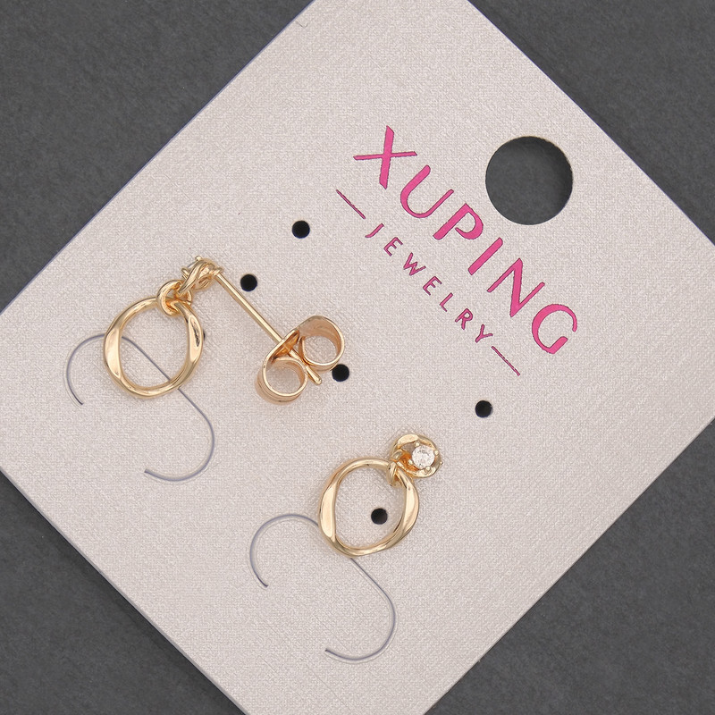 Kolczyki sztyfty Xuping z białymi kryształami, średnica 8 mm, długość 12 mm +/- pozłacenie 18K