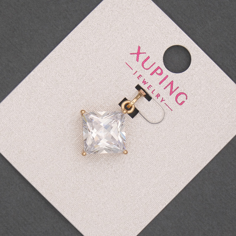 Wisiorek Xuping z białym kryształem, średnica 15 mm, długość 21 mm, złocenie 18K