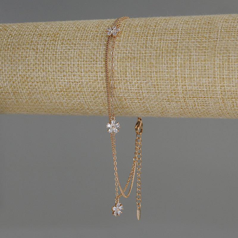 Podwójna bransoletka na kostkę Xuping pozłacana 18K, długość 23-28 cm