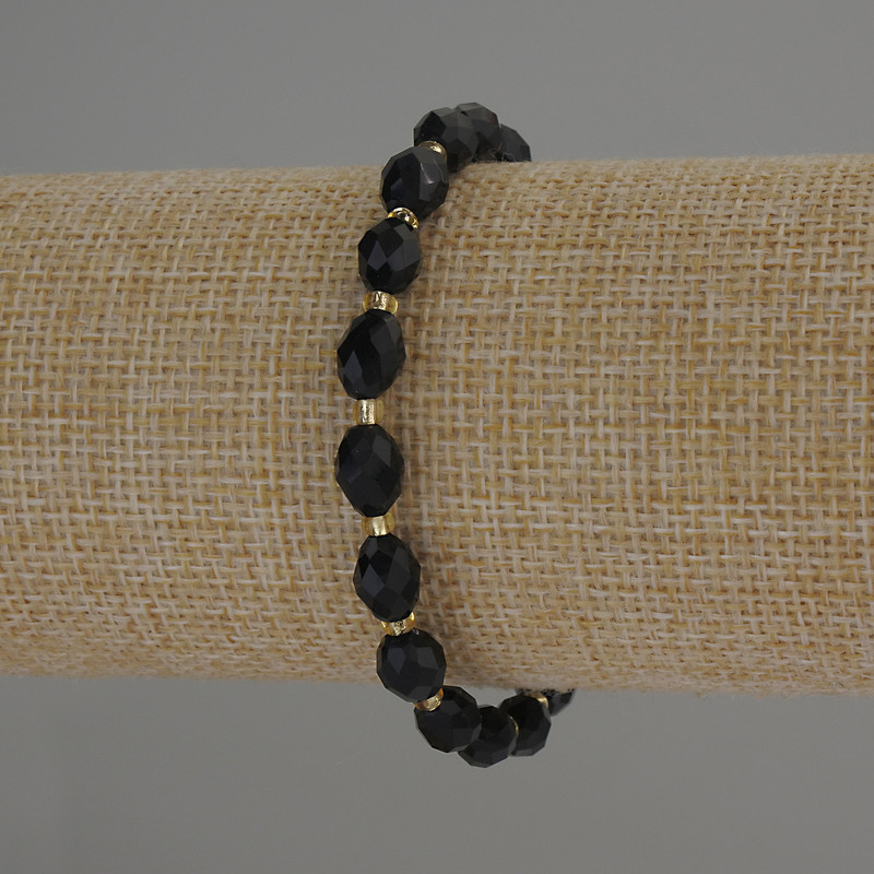 Bransoletka z rauhtopazem, fasetowane koraliki, średnica 8 x 6 mm, z koralikami 3 mm, długość 18 cm, elastyczna