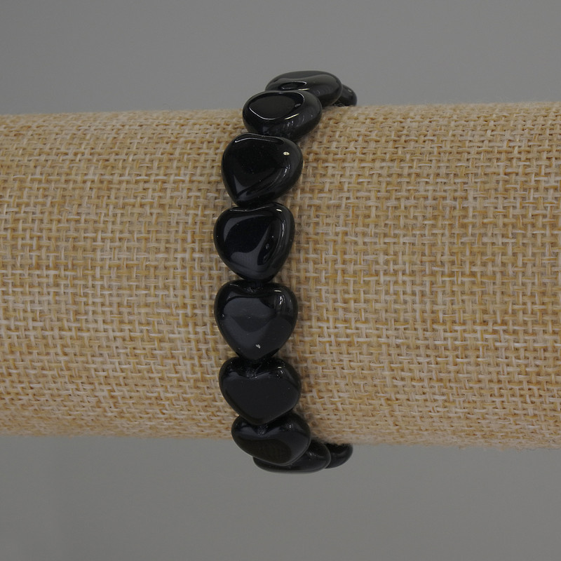 Bransoletka z agatu, naturalny kamień, w kształcie serca, średnica 12×12 mm, długość 18 cm, elastyczna