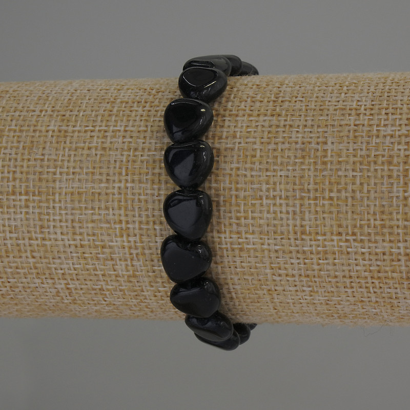 Bransoletka z agatu w kształcie serca, średnica 10×10 mm, długość 18 cm, elastyczna
