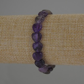 Bransoletka z ametystem w kształcie serca, średnica 10×10 mm, długość 18 cm, elastyczna