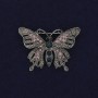 Broszka motyl z kryształami w srebrzystym metalu 41×30 mm +