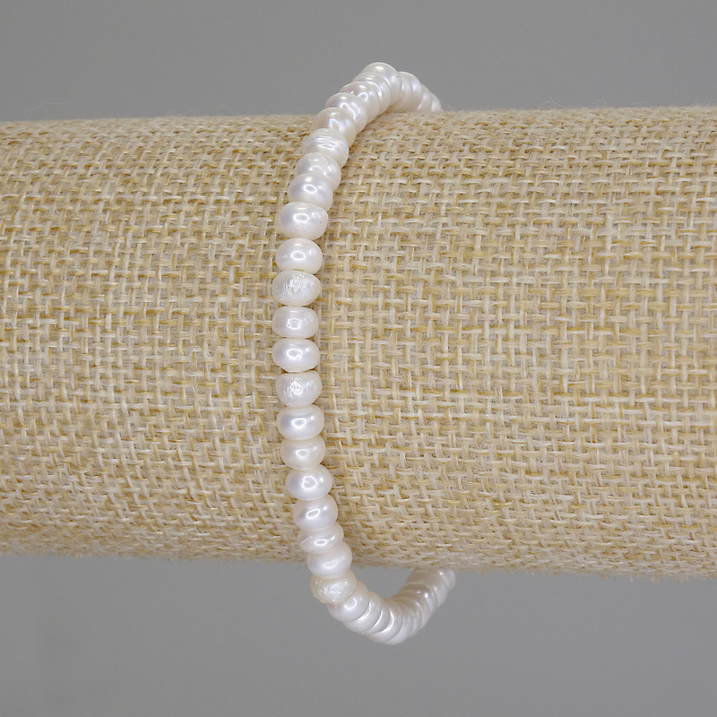 Bransoletka z pereł rzecznych, średnica 5×3 mm, długość 18 cm (rozciągliwa)