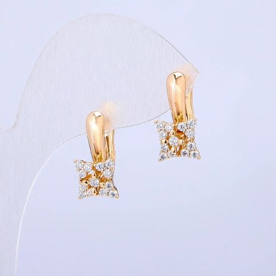 Kolczyki Xuping Pozłacane 18K z białymi kryształami, średnica 17×8 mm +