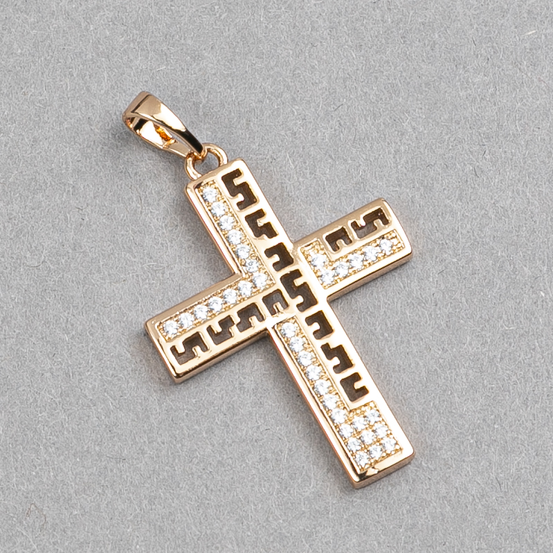 Wisiorek Xuping Krzyż pozłacany 18K z białymi cyrkoniami, wymiary 34×21 mm +