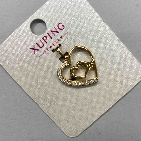 Wisiorek Xuping „Serce” z białymi cyrkoniami, średnica 18 mm ±, długość 26 mm ±, pozłacanie 18K