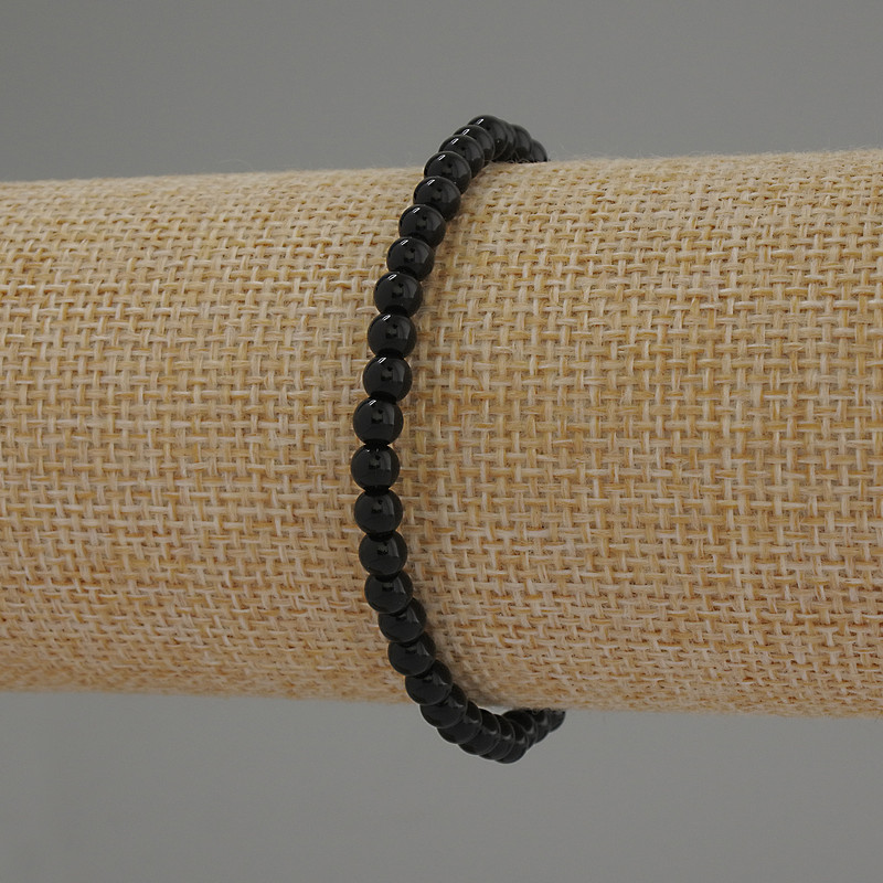 Bransoletka z agatu – gładkie kulki, średnica 4 mm, długość 18 cm, elastyczna