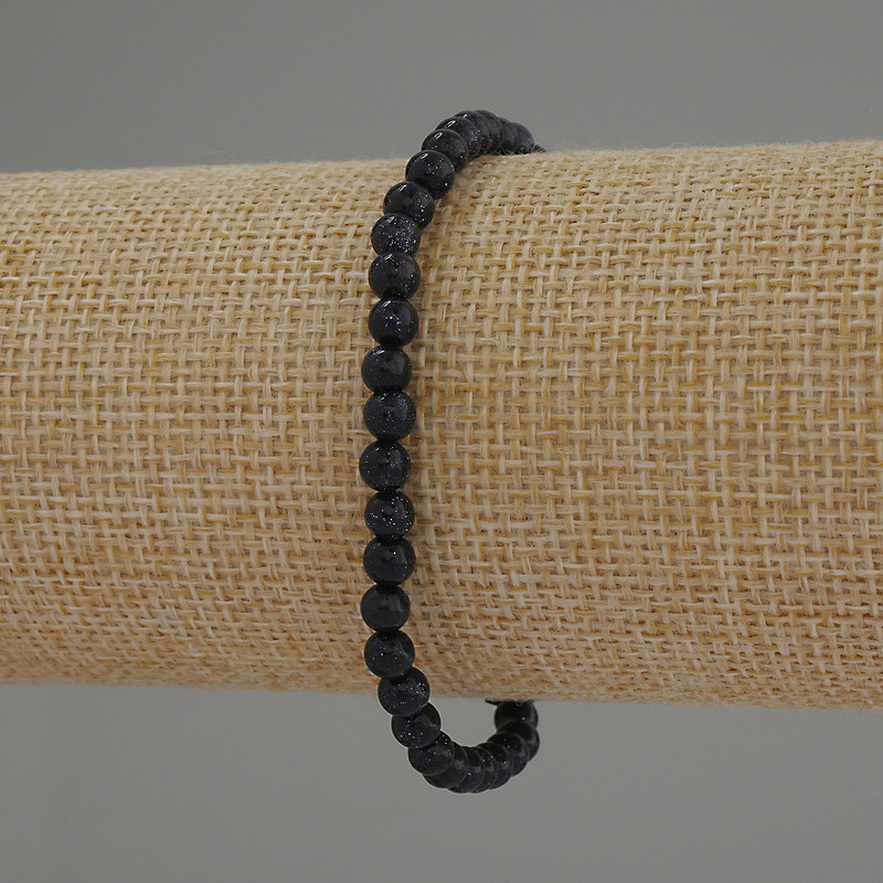 Bransoletka z awenturynem Noc Kairu, gładka kulka 4 mm, długość 18 cm, na elastycznej gumce
