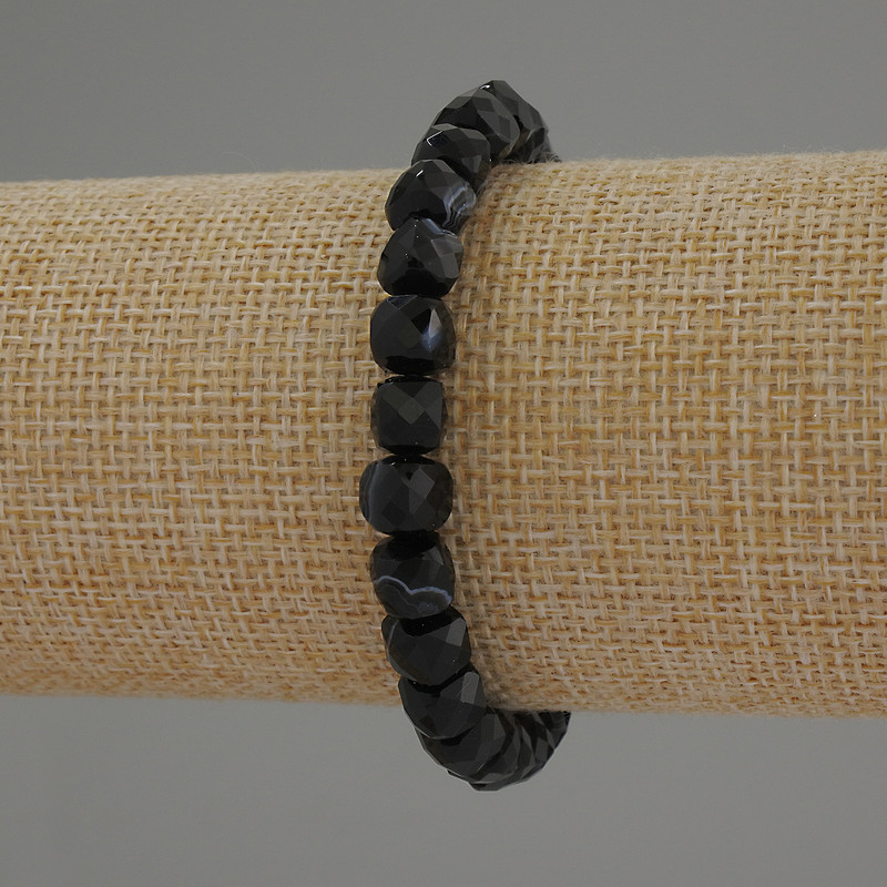 Bransoletka z fasetowanego agatu – kostki, średnica 7 mm, długość 18 cm, elastyczna