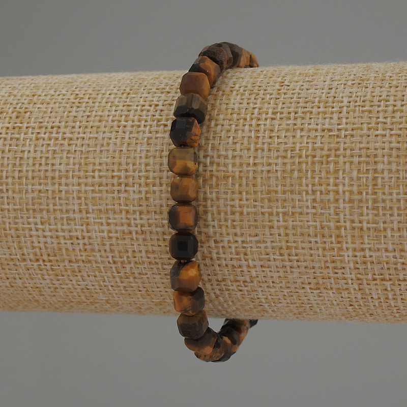 Bransoletka z fasetowanych kostek tygrysiego oka, średnica 5 mm, długość 18 cm, elastyczna