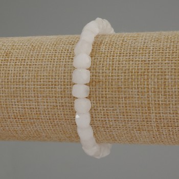 Bransoletka z białego kwarcu – fasetowane kostki, średnica 6 mm, długość 18 cm, elastyczna baza