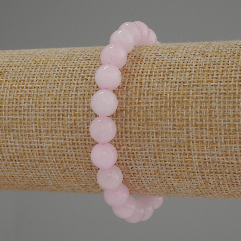 Bransoletka z kunzytu, gładka kulka, średnica 8 mm, długość 18 cm, elastyczna