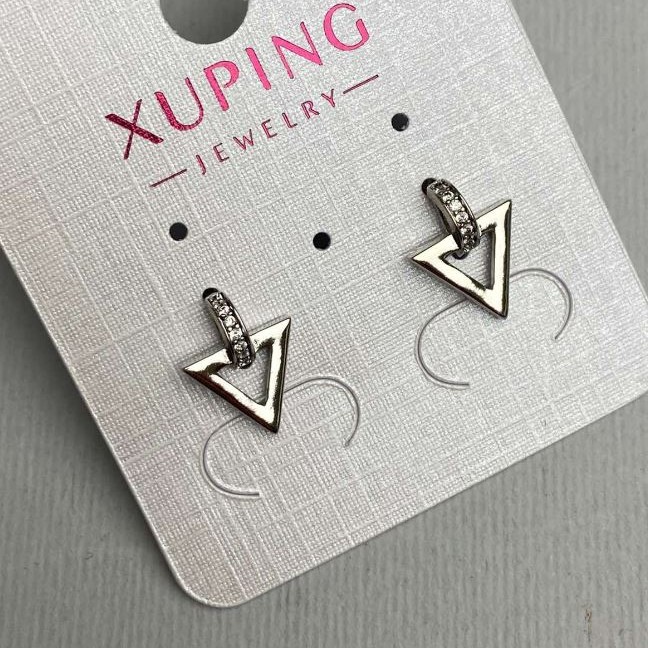 Kolczyki sztyfty Xuping z białymi cyrkoniami, średnica 10×13 mm, pokrycie rodowe