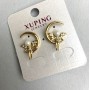 Kolczyki Xuping z białymi cyrkoniami i perłą, średnica 4 mm, długość 14×20 mm, pozłacane 18K