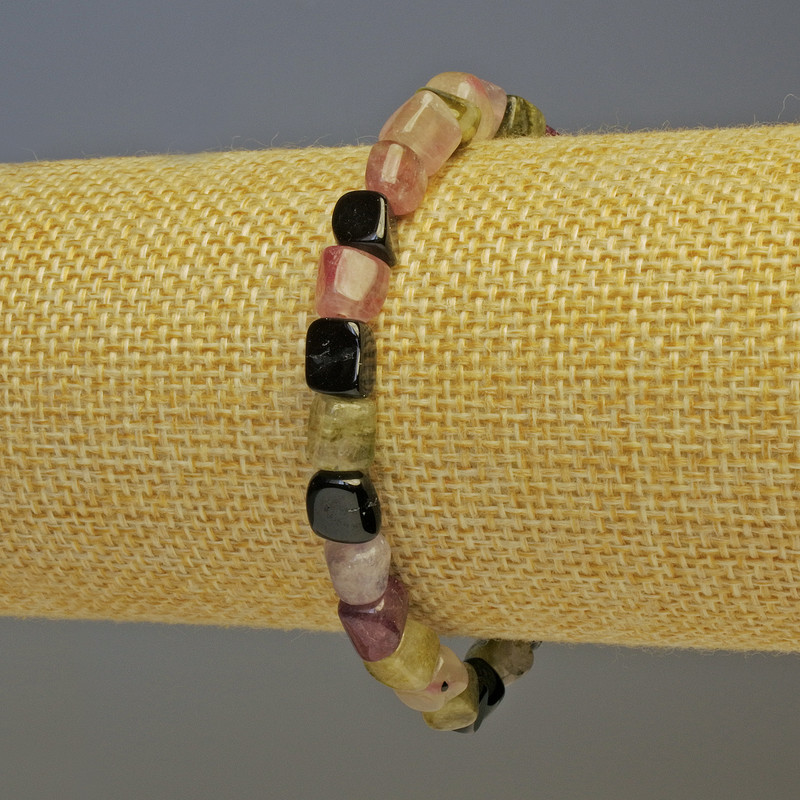 Bransoletka z turmalinu fasetowanego 7×6 mm, długość 18 cm, elastyczna