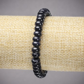 Bransoletka na gumce z awenturynu Niebieski piasek Noc Kairu (pras.) gładki rondel, średnica 8×5 mm, długość 18 cm